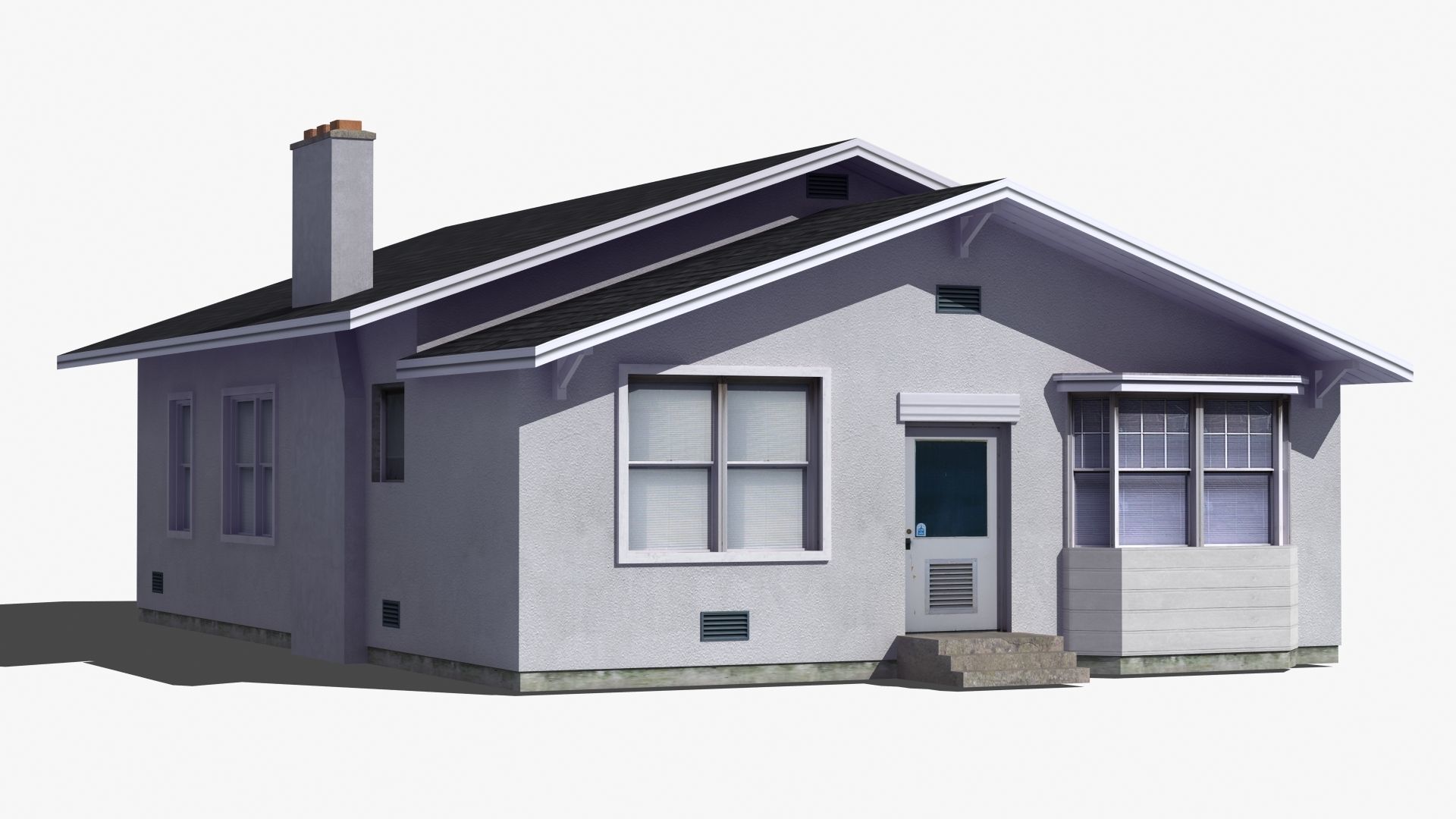 Bungalow house with porch 3D model_24