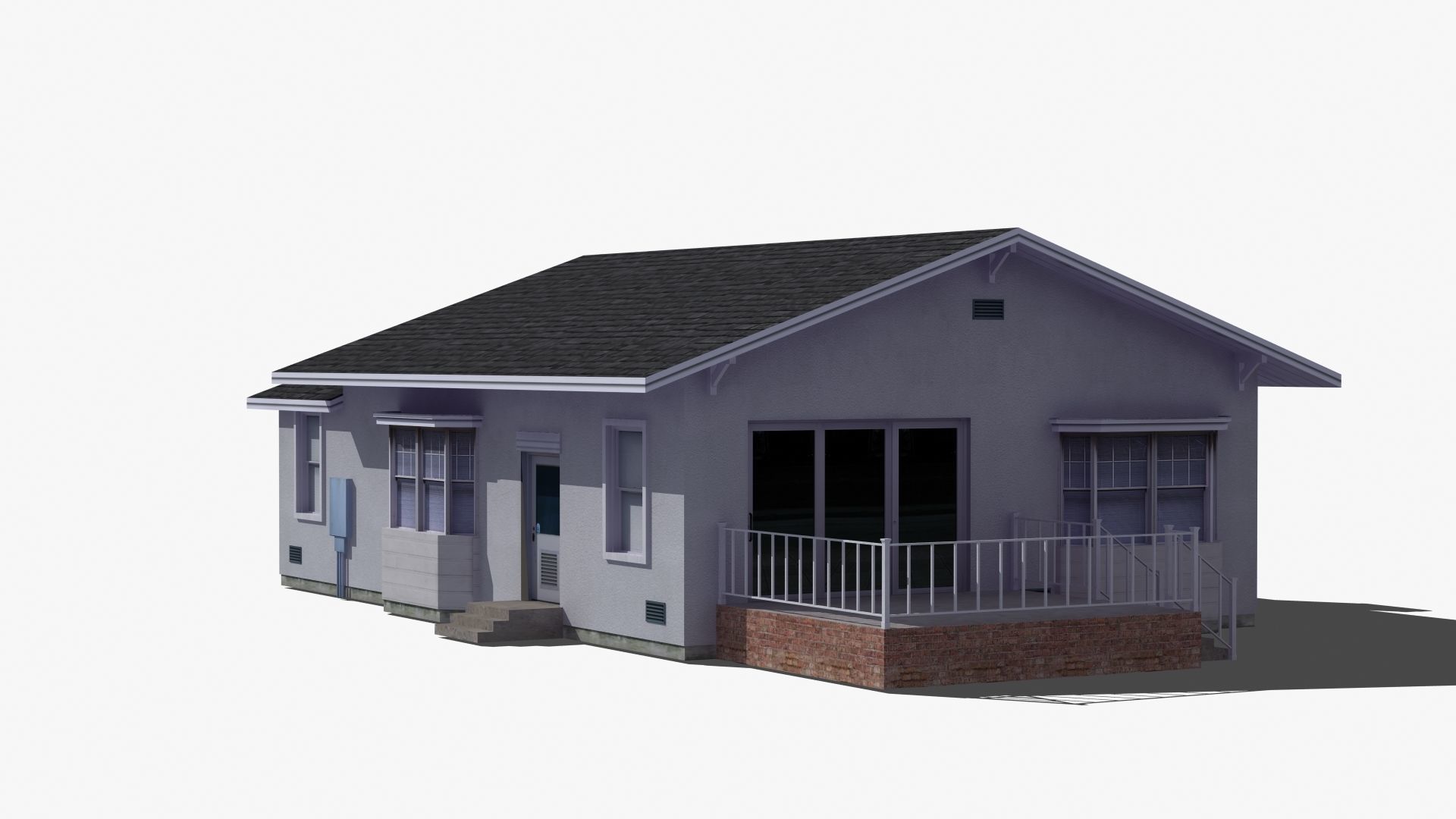 Bungalow house with porch 3D model_33