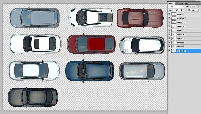 FLOOR PLAN 2d Car top view PSD realistic 3D model