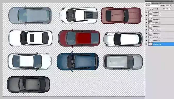 FLOOR PLAN 2d Car top view PSD realistic 3D model
