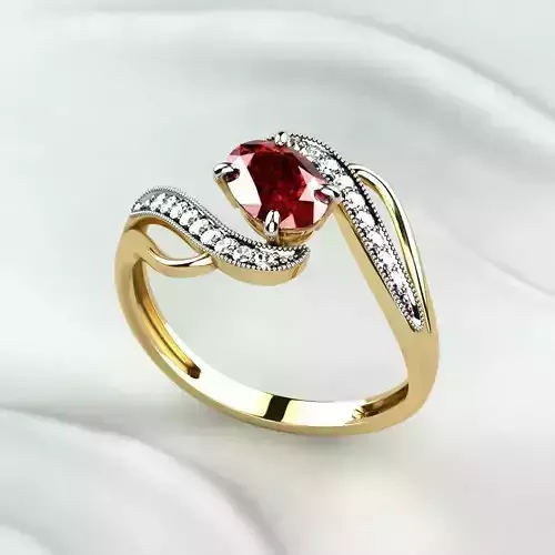 White Rhodium Golden Ring 3D print model