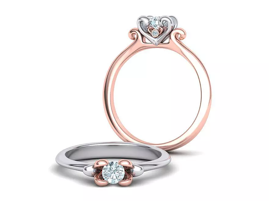 Own Design Heart Paradise Engagement ring with 4mm stone 3D print model