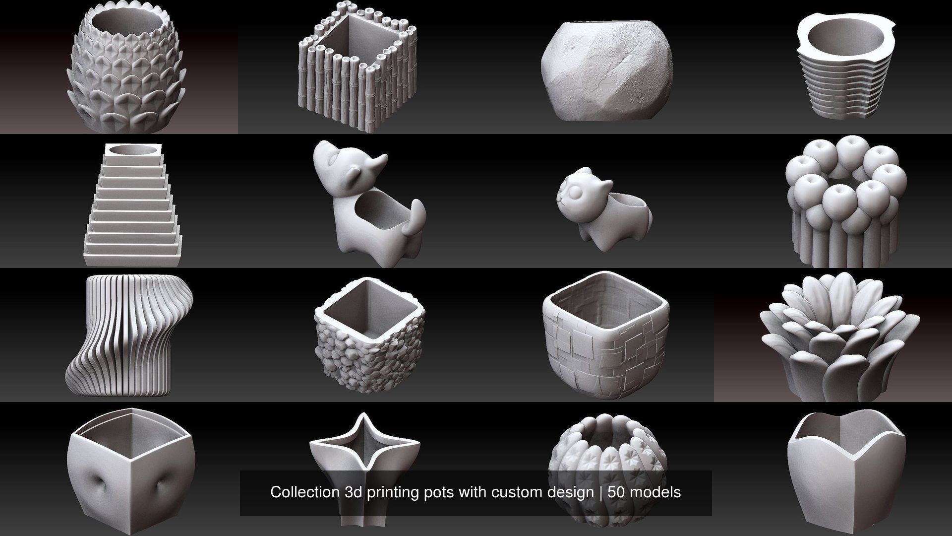 Collection 3d printing pots with custom design _2