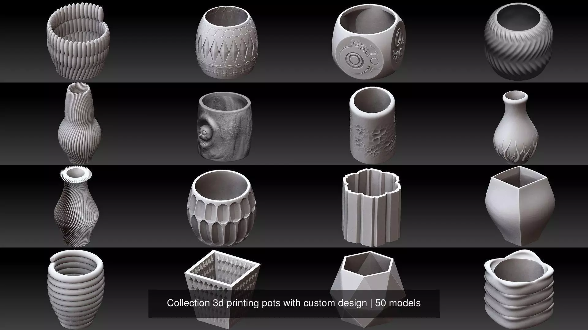 Collection 3d printing pots with custom design _0