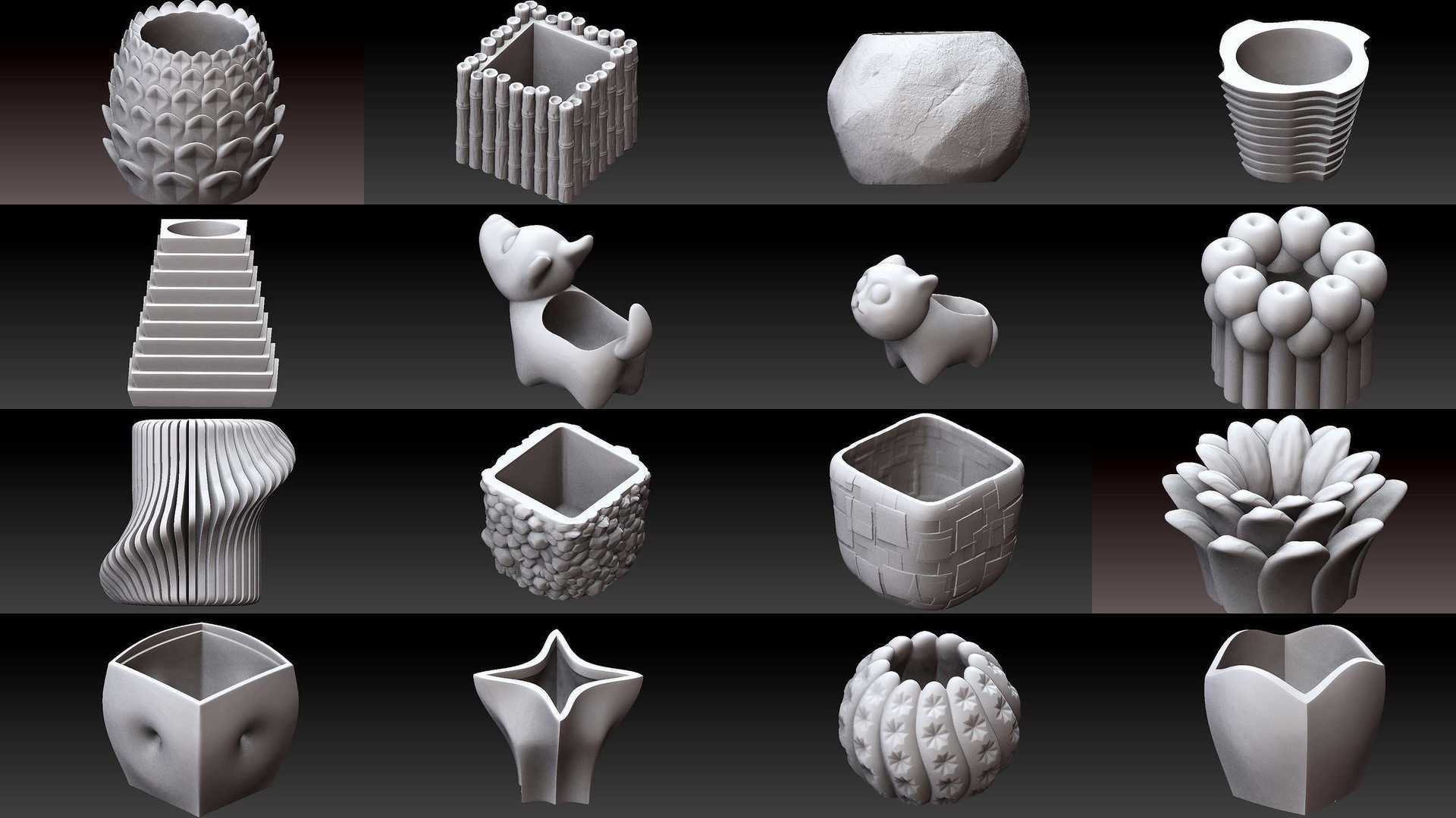 Collection 3d printing pots with custom design _1