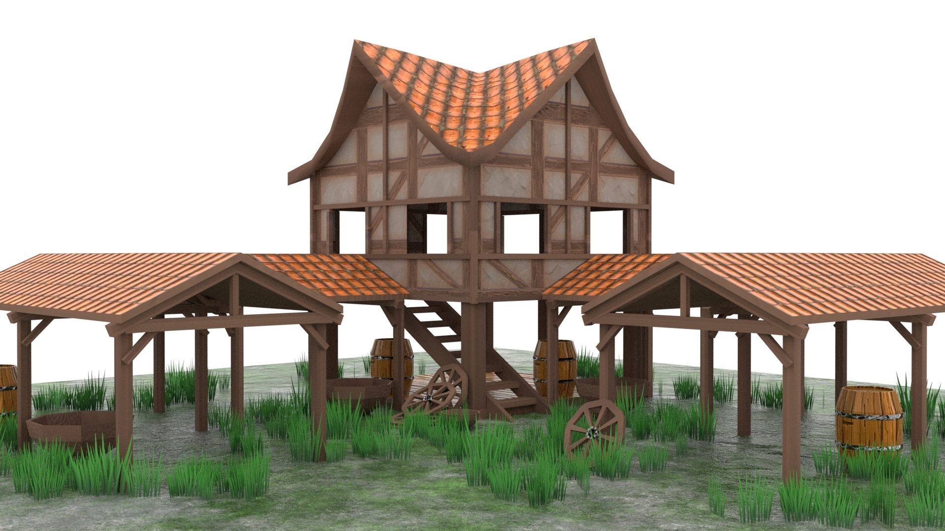 Town Center Low-poly 3D model_6