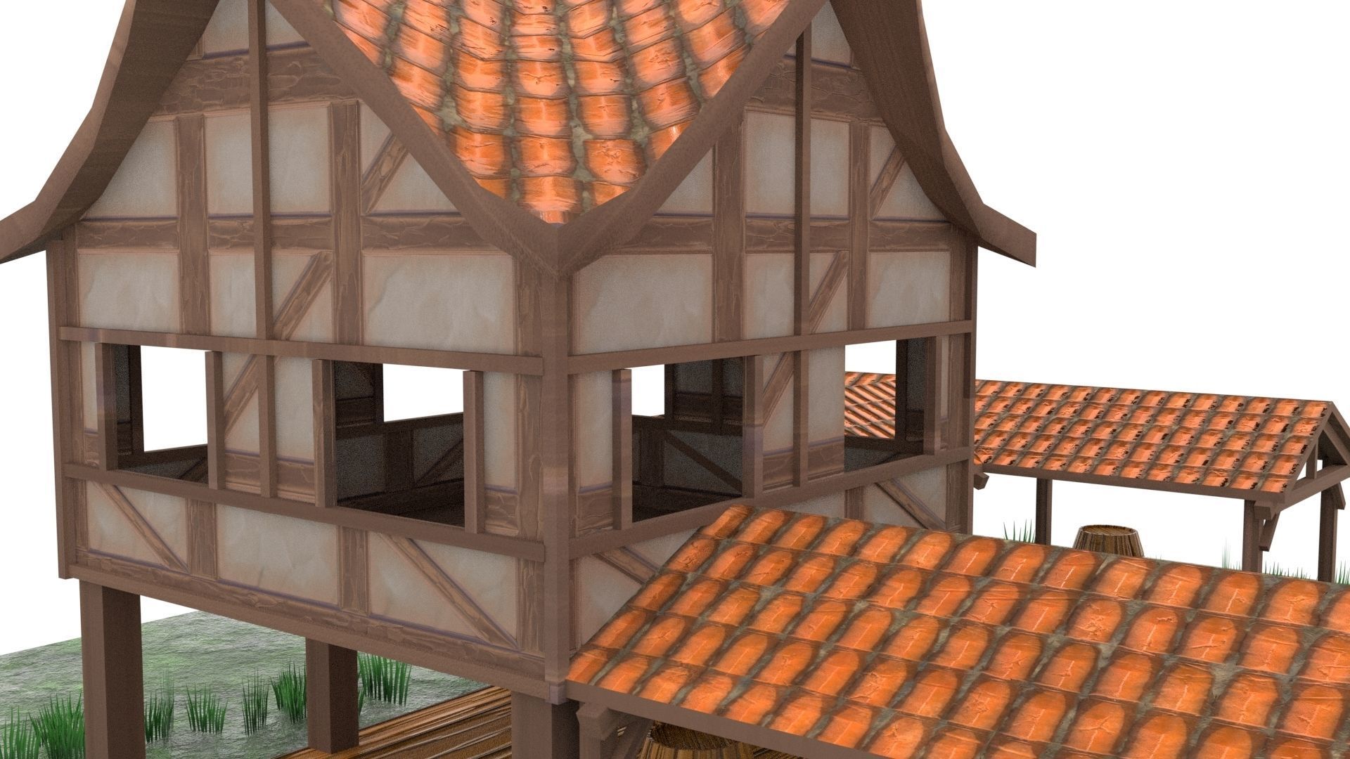 Town Center Low-poly 3D model_7