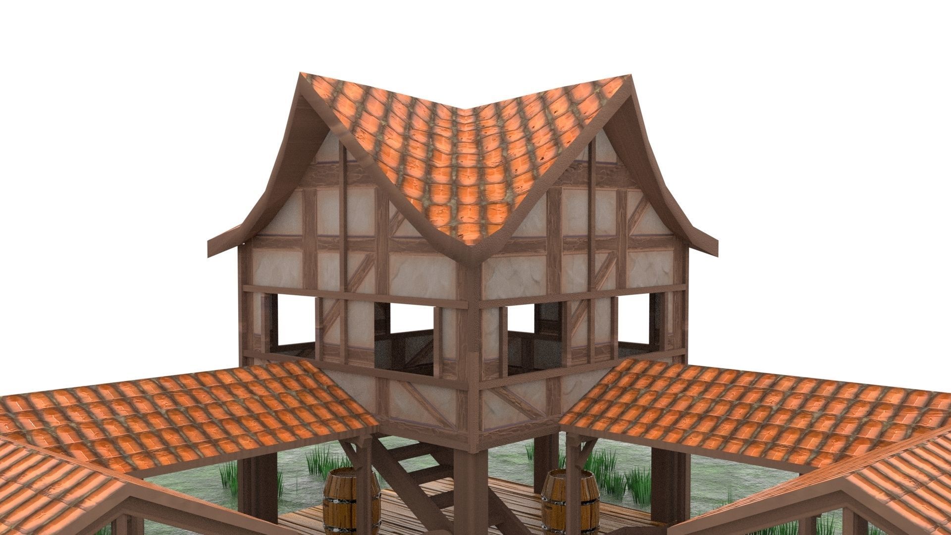 Town Center Low-poly 3D model_1