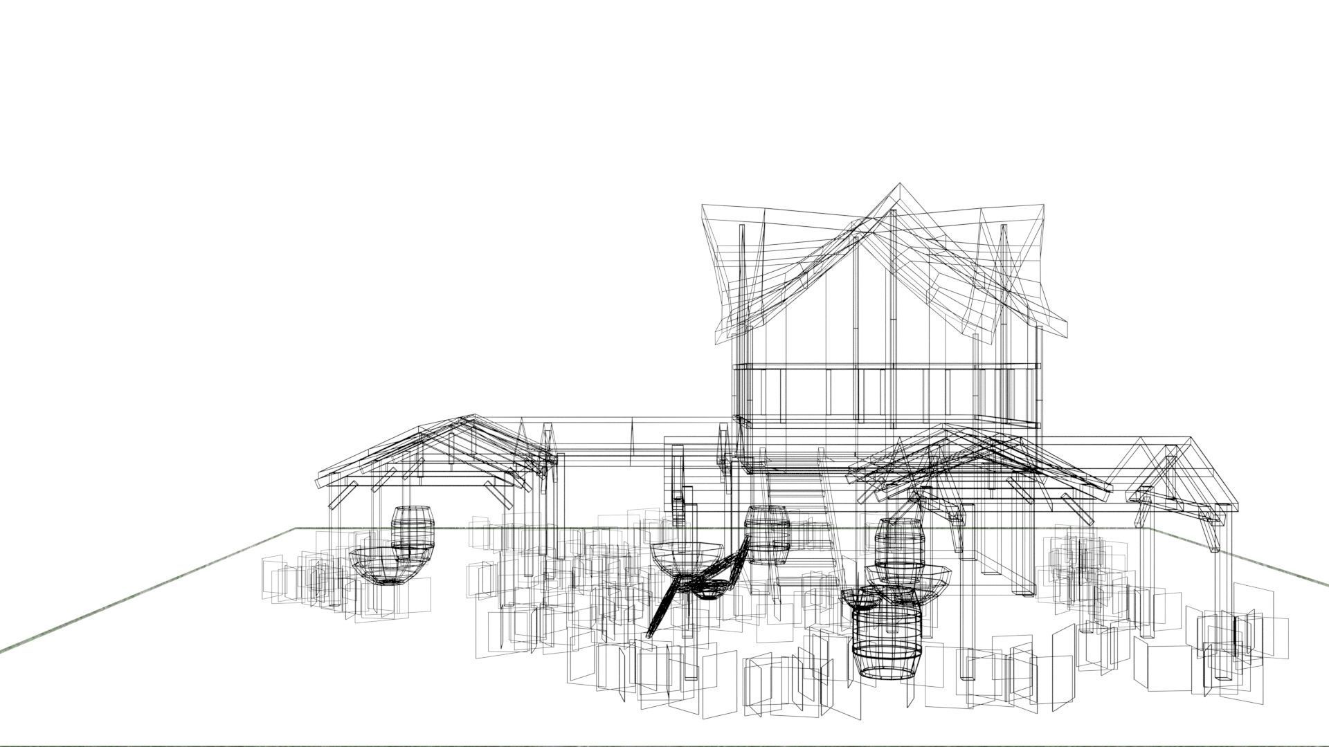 Town Center Low-poly 3D model_10