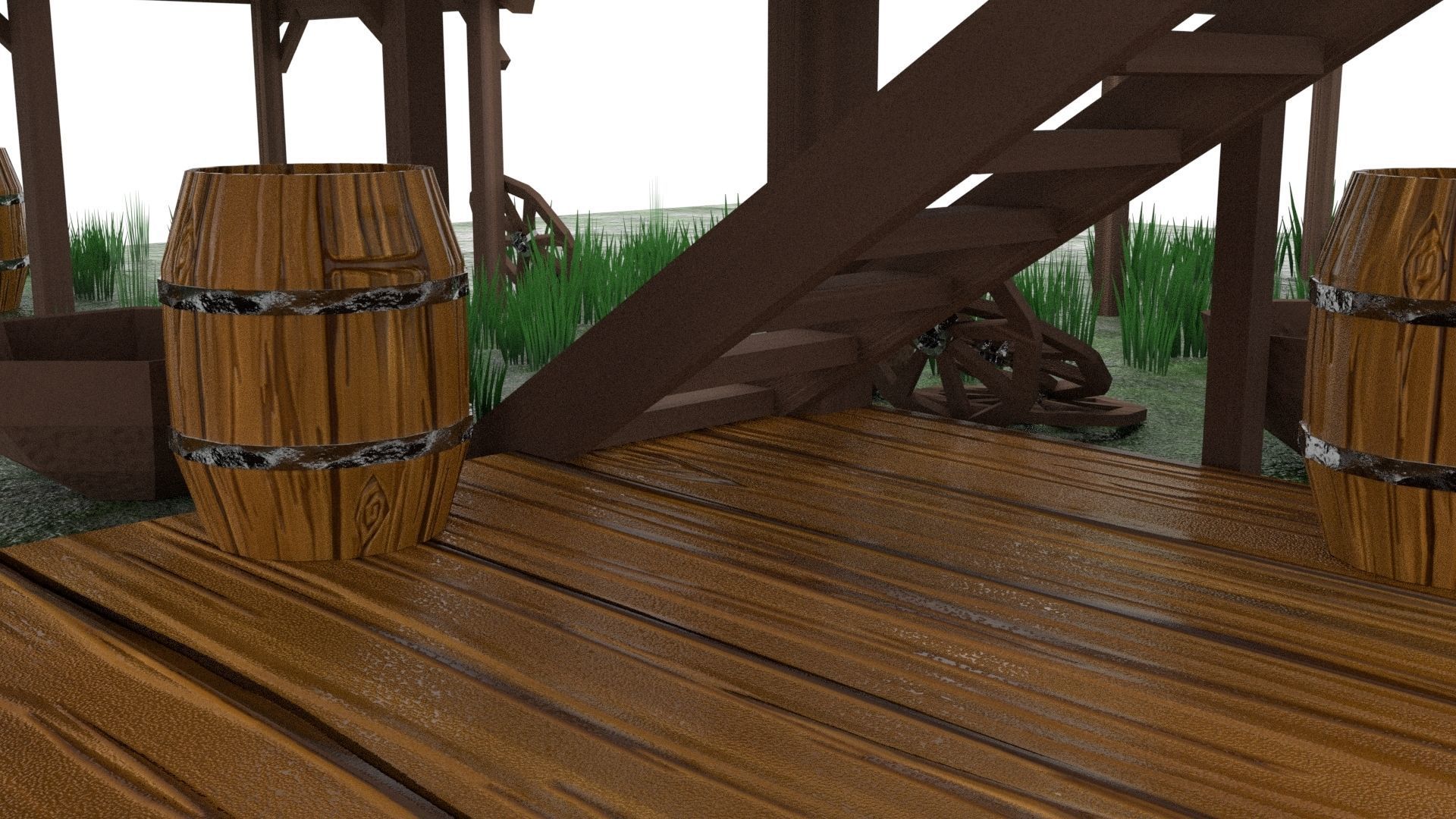 Town Center Low-poly 3D model_4