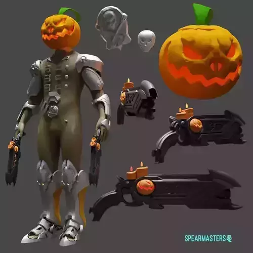 Overwatch Reaper pumpkin armor cosplay 3D print model