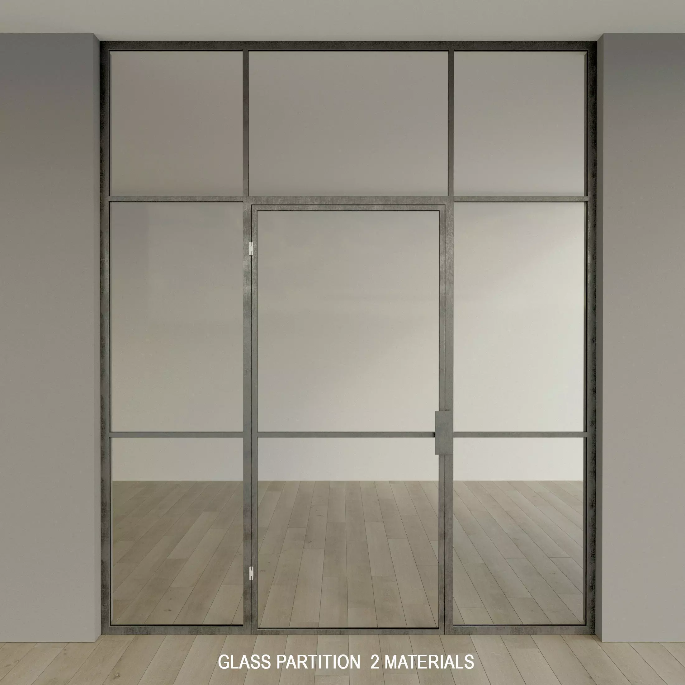 Glass partition door 9 Low-poly 3D model_0