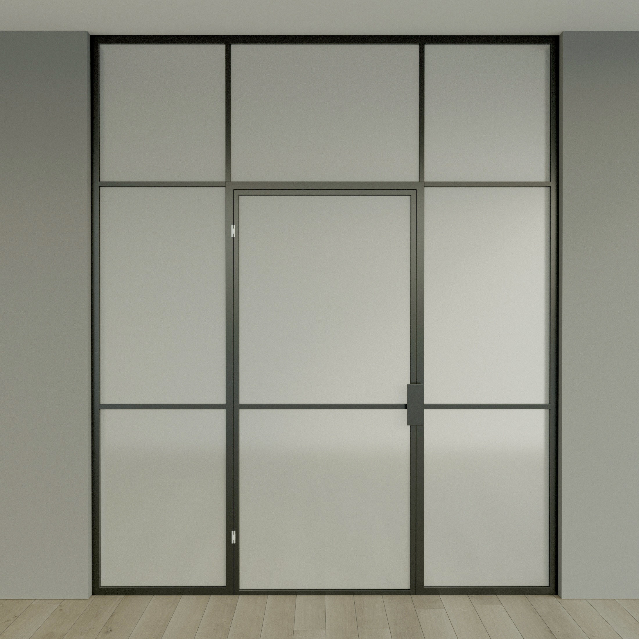 Glass partition door 9 Low-poly 3D model_2