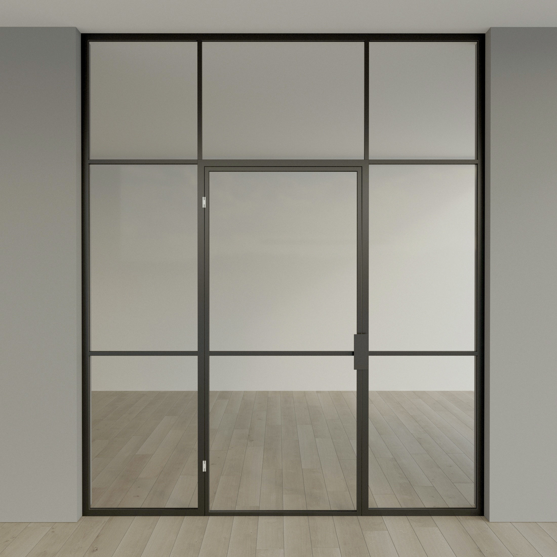Glass partition door 9 Low-poly 3D model_1