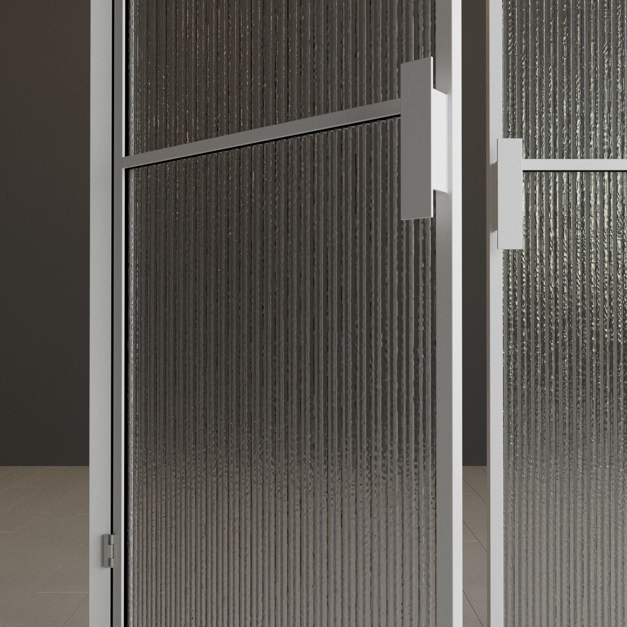 Glass partition door Set 43 Low-poly 3D model_1