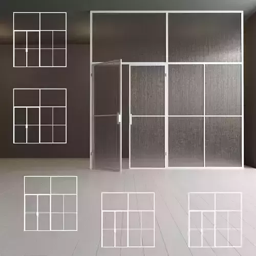 Glass partition door Set 43 Low-poly 3D model