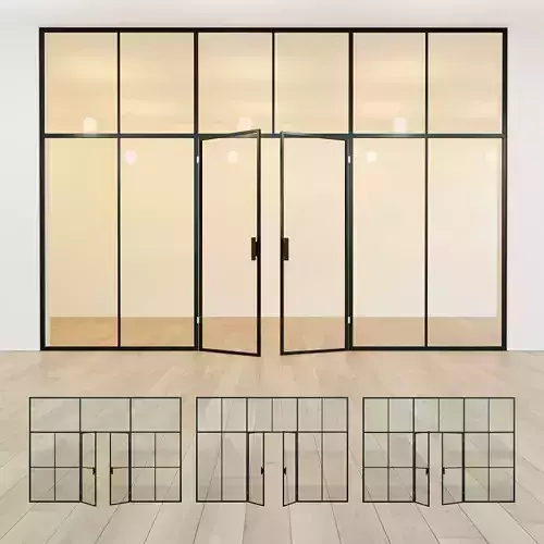 Glass partition door Set 41 Low-poly 3D model