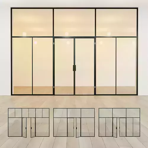 Glass partition door Set 40 Low-poly 3D model