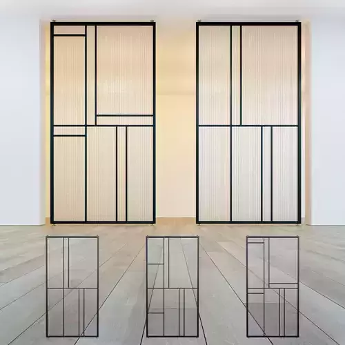 Glass partition door Set 39 Low-poly 3D model