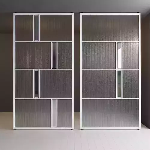 Glass partition door Set 37 Low-poly 3D model