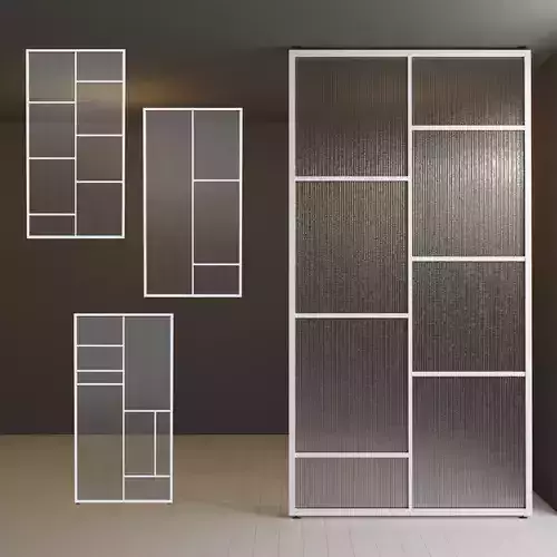Glass partition door Set 31 Low-poly 3D model