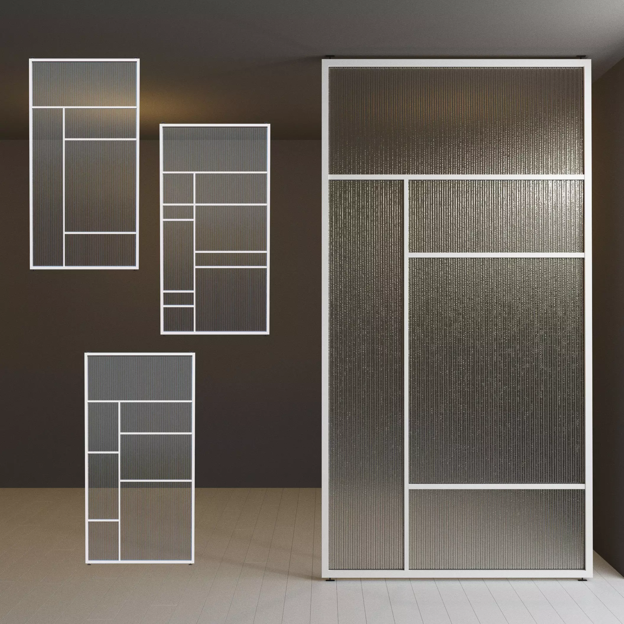 Glass partition door Set 30 Low-poly 3D model