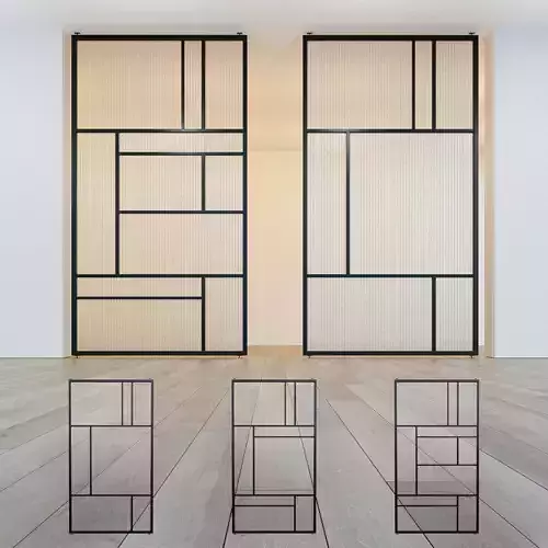 Glass partition door Set 27 Low-poly 3D model
