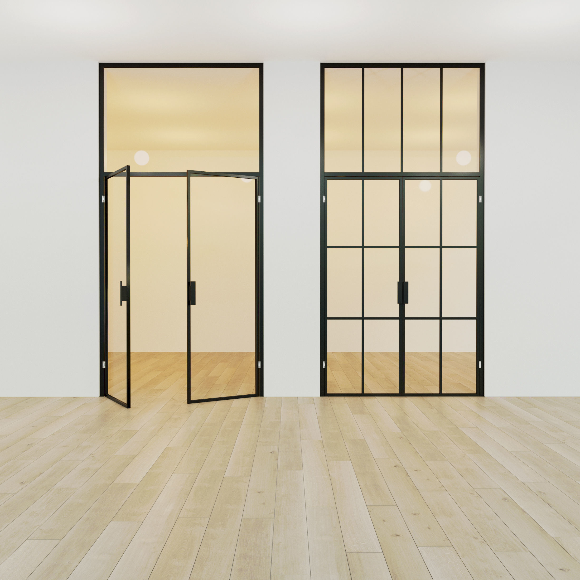 Glass partition door Set 16 Low-poly 3D model_1