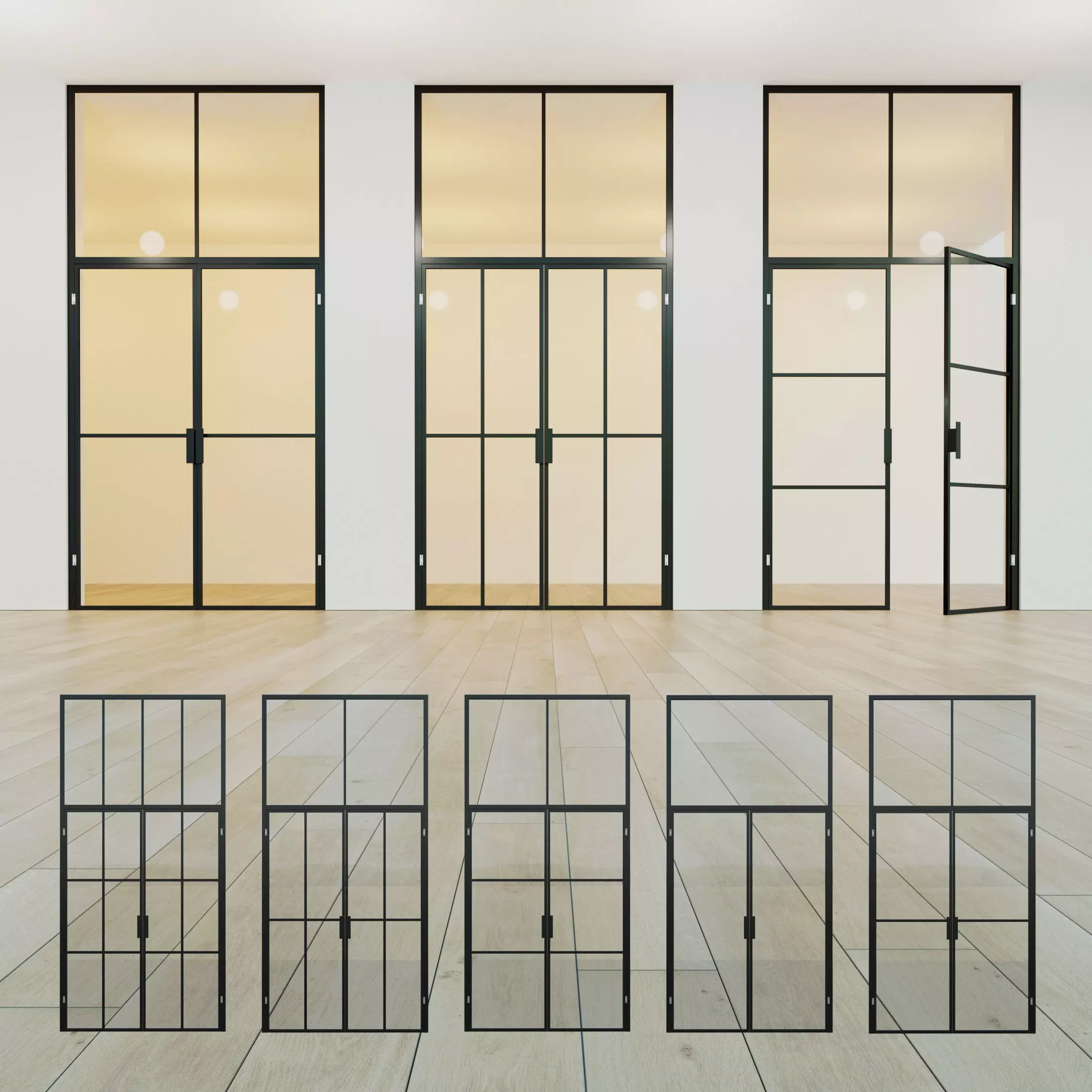 Glass partition door Set 16 Low-poly 3D model_0