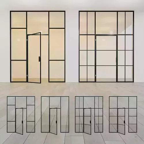 Glass partition door  Set 12 Low-poly 3D model