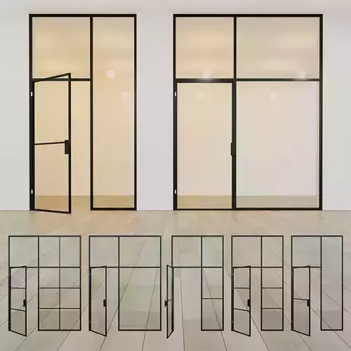 Glass partition door Set 11 Low-poly 3D model