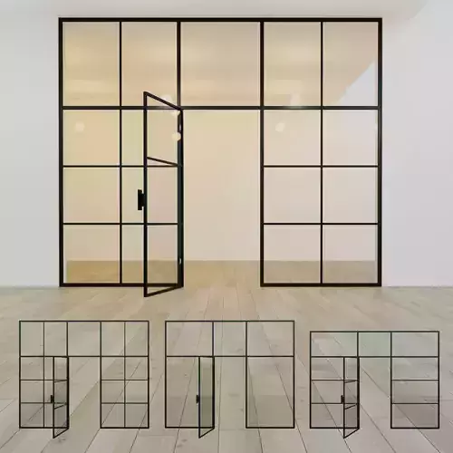 Glass partition door Set 10 Low-poly 3D model
