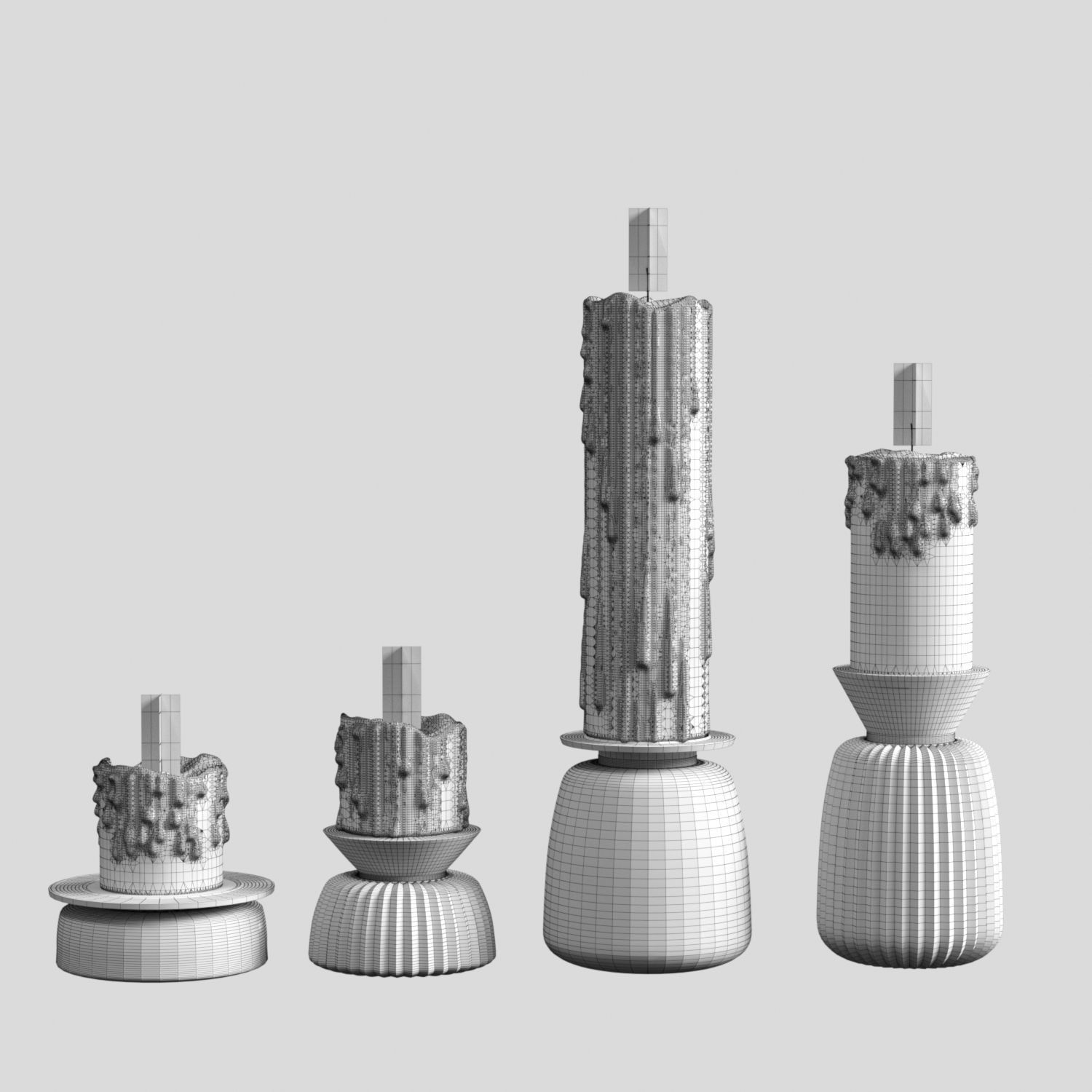 Melted candles set 3D model_5