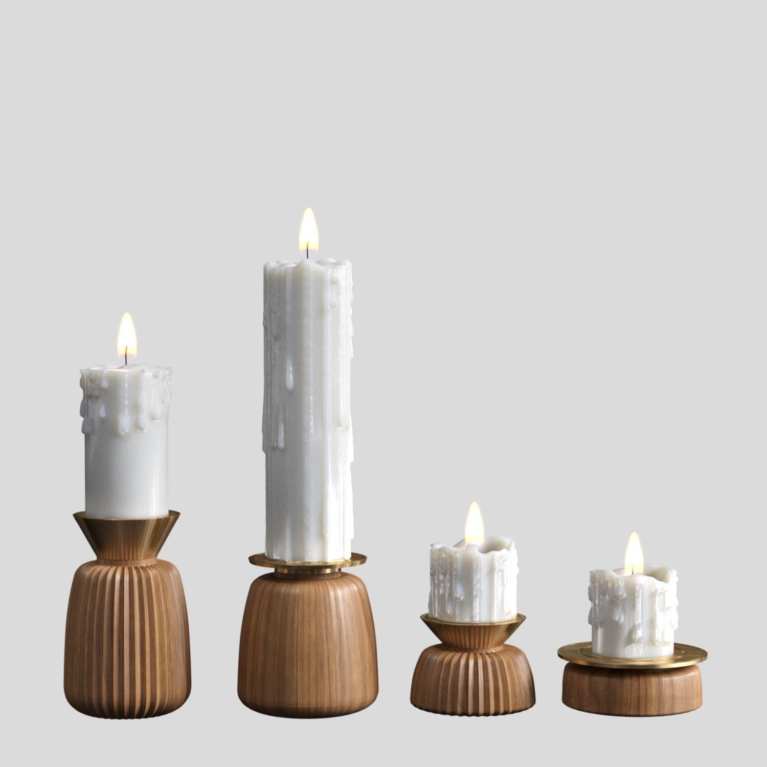 Melted candles set 3D model_1