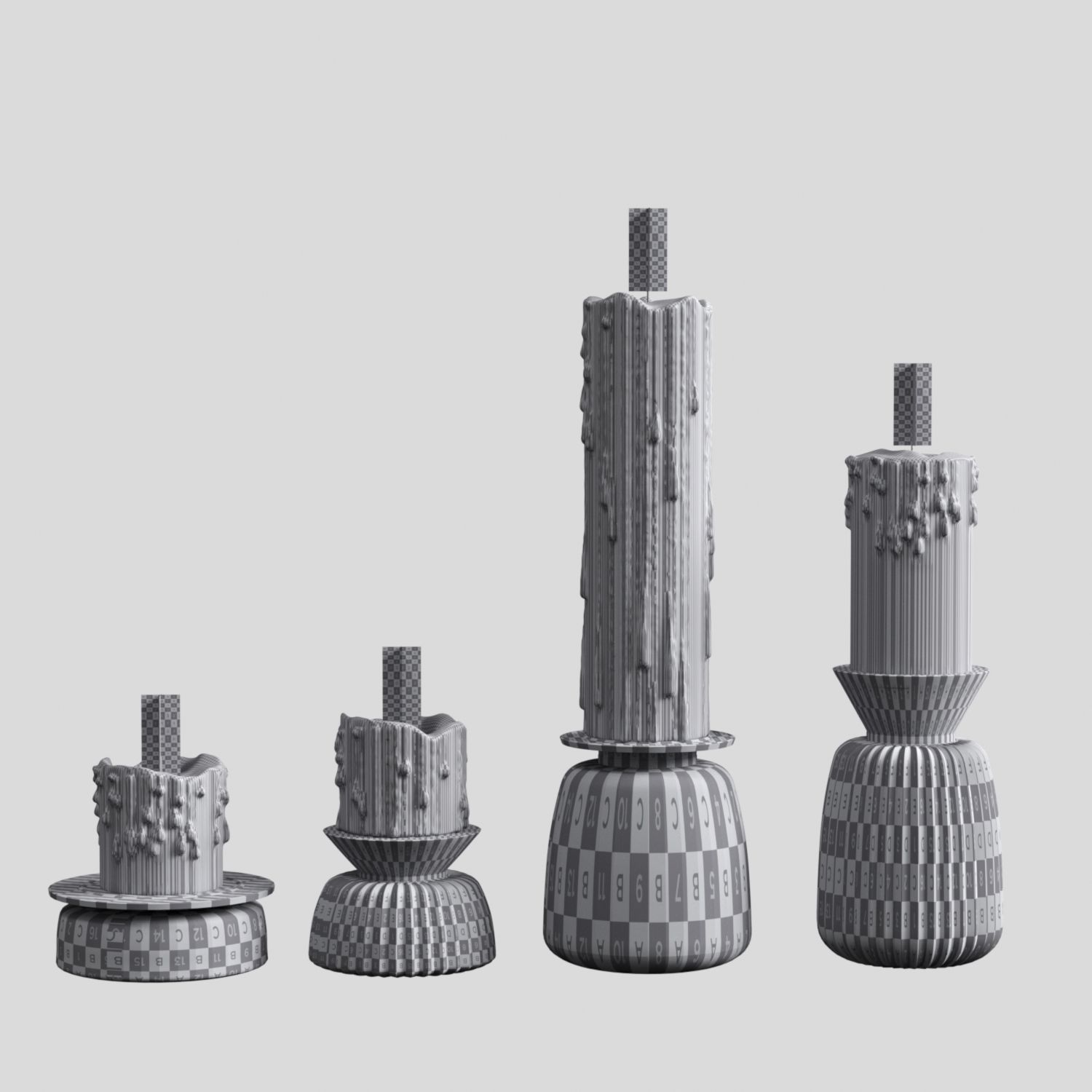 Melted candles set 3D model_6