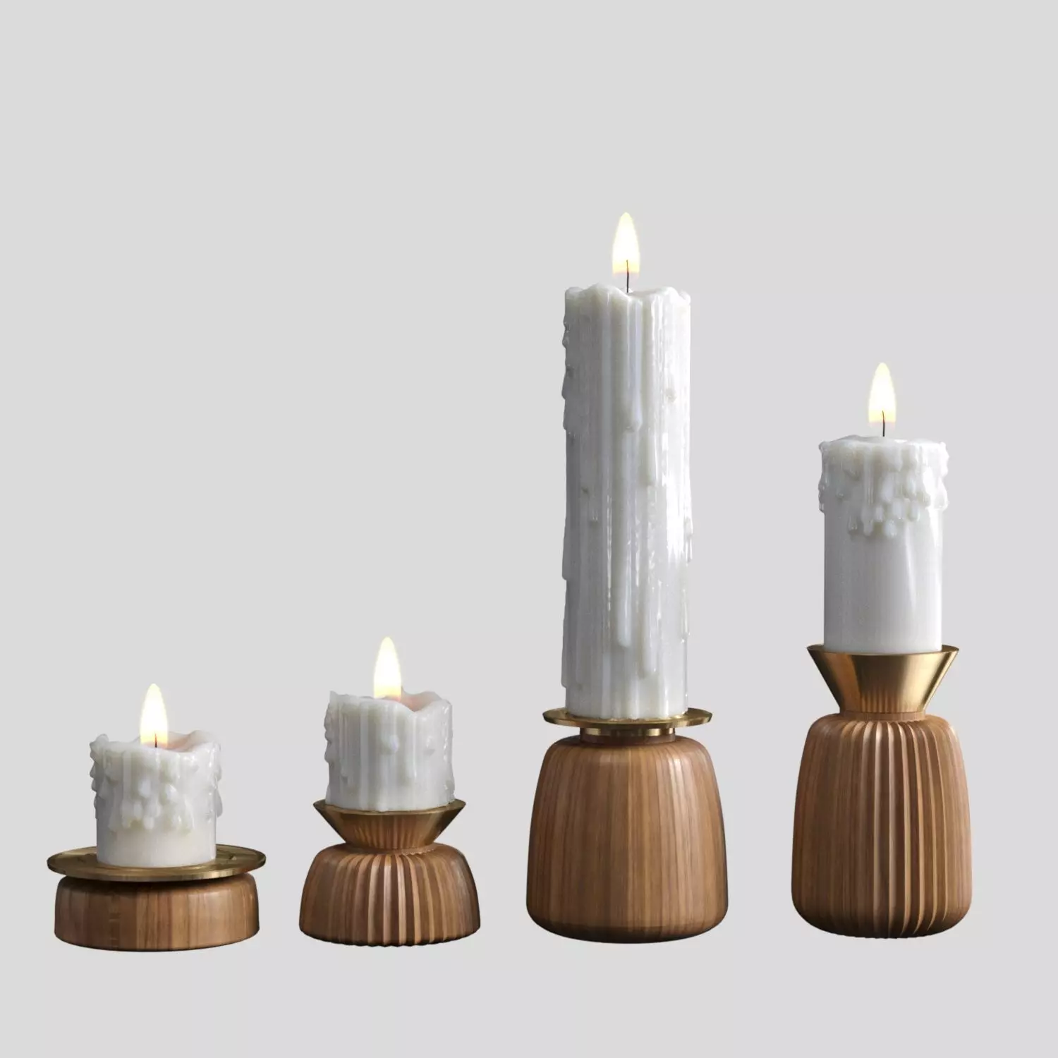 Melted candles set 3D model_0