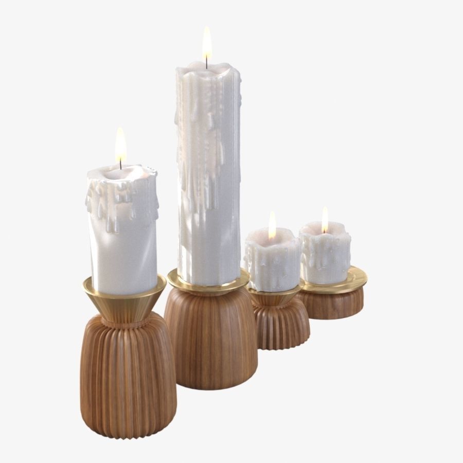 Melted candles set 3D model_4