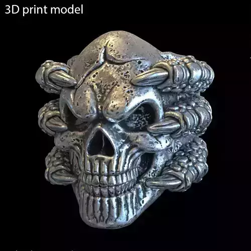 skull Ring jewelry with claws vol1 