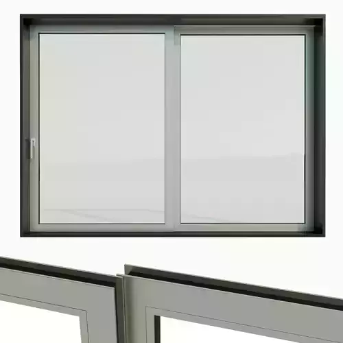 Panoramic sliding system Window Door Low-poly 3D model