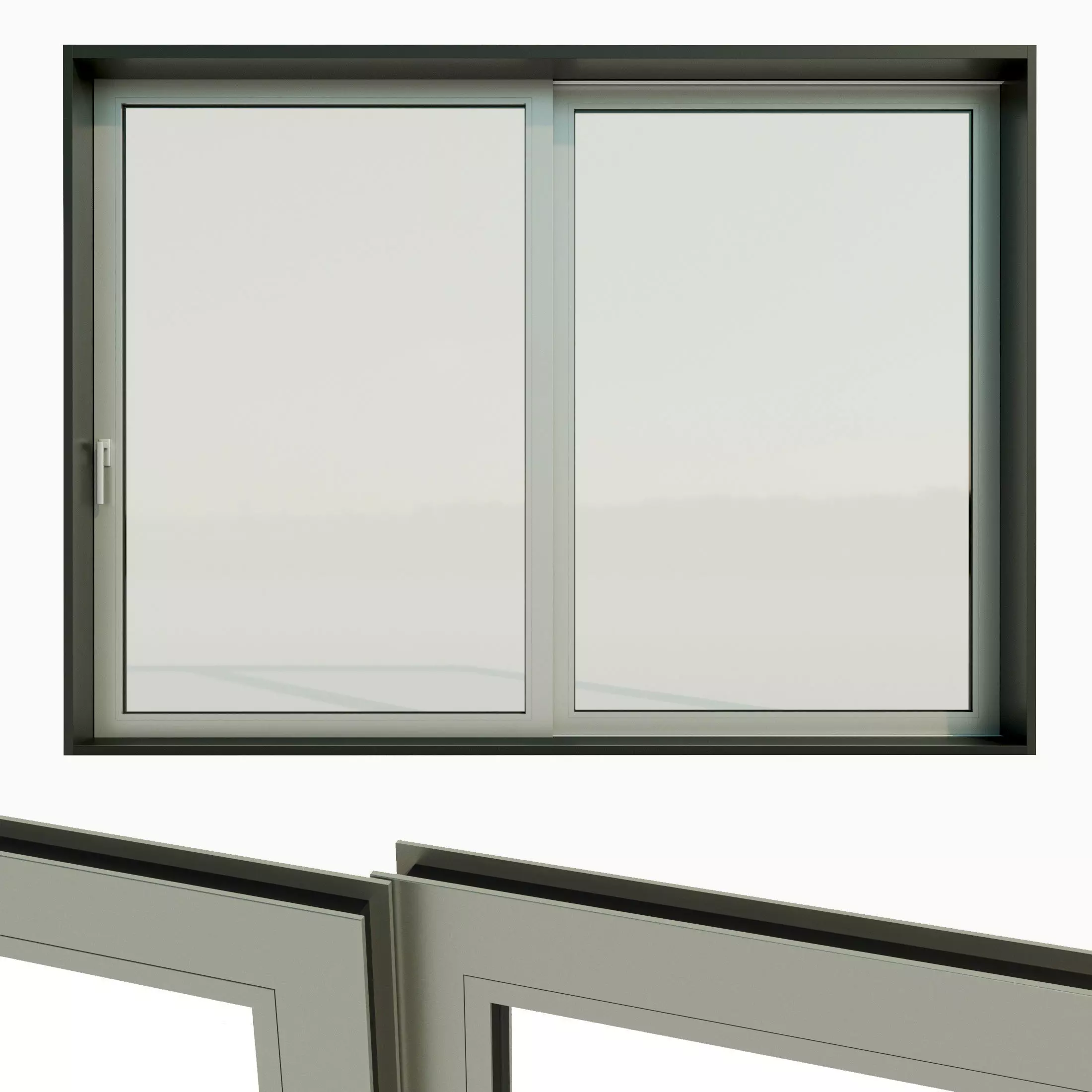 Panoramic sliding system Window Door Low-poly 3D model_0