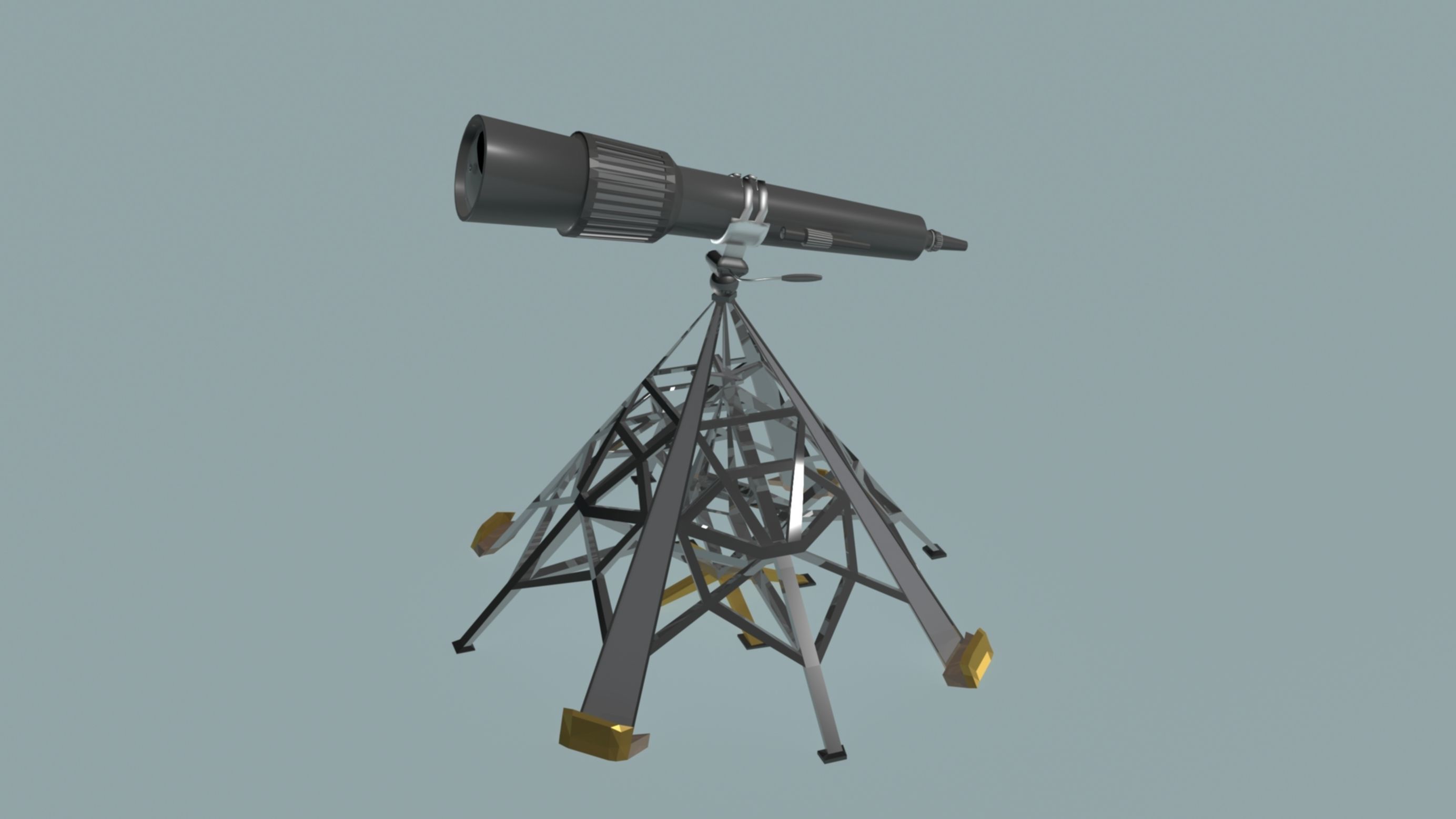 Big Telescope on the big piramidal tripod 3D model_8
