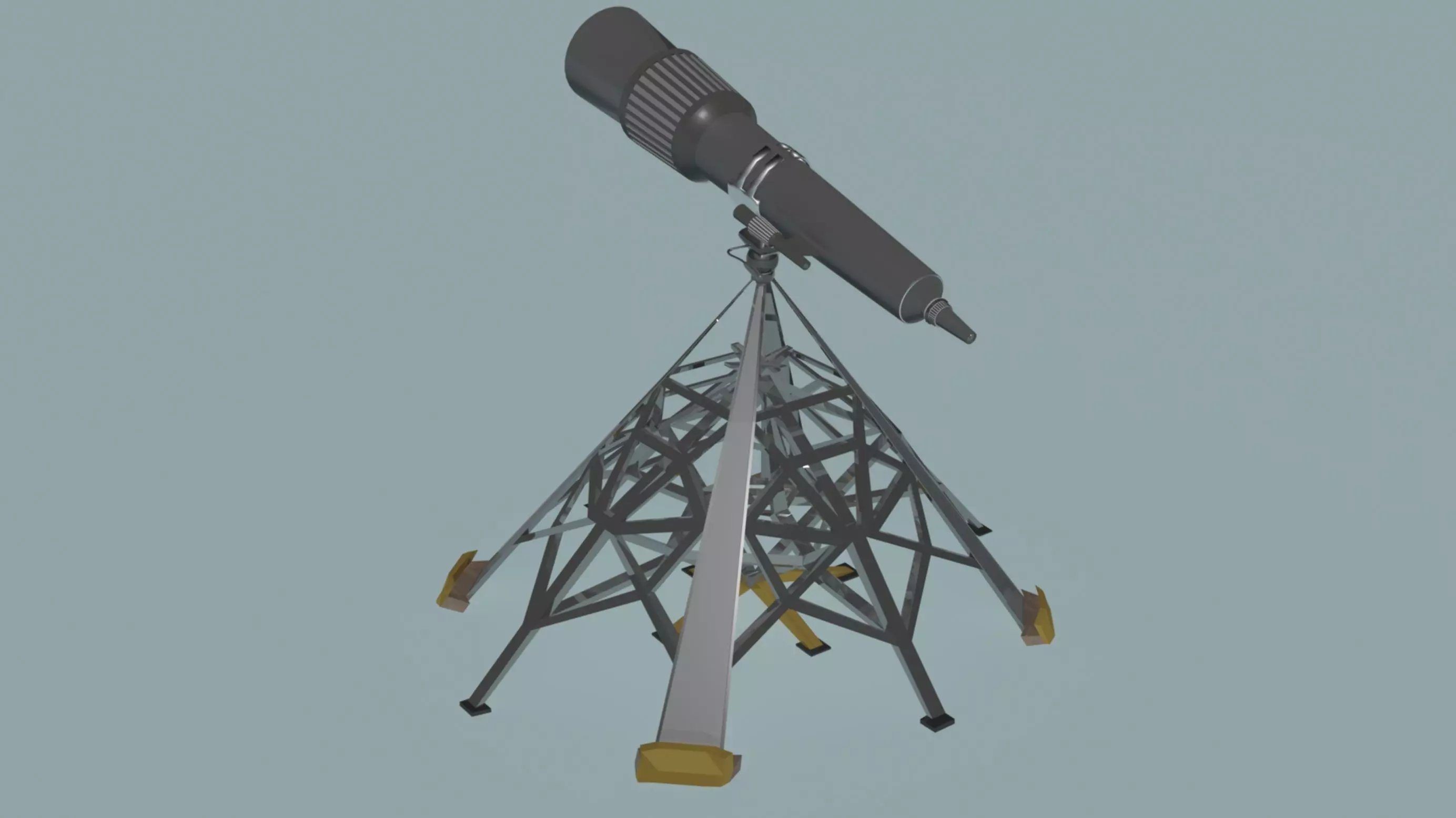 Big Telescope on the big piramidal tripod 3D model_0