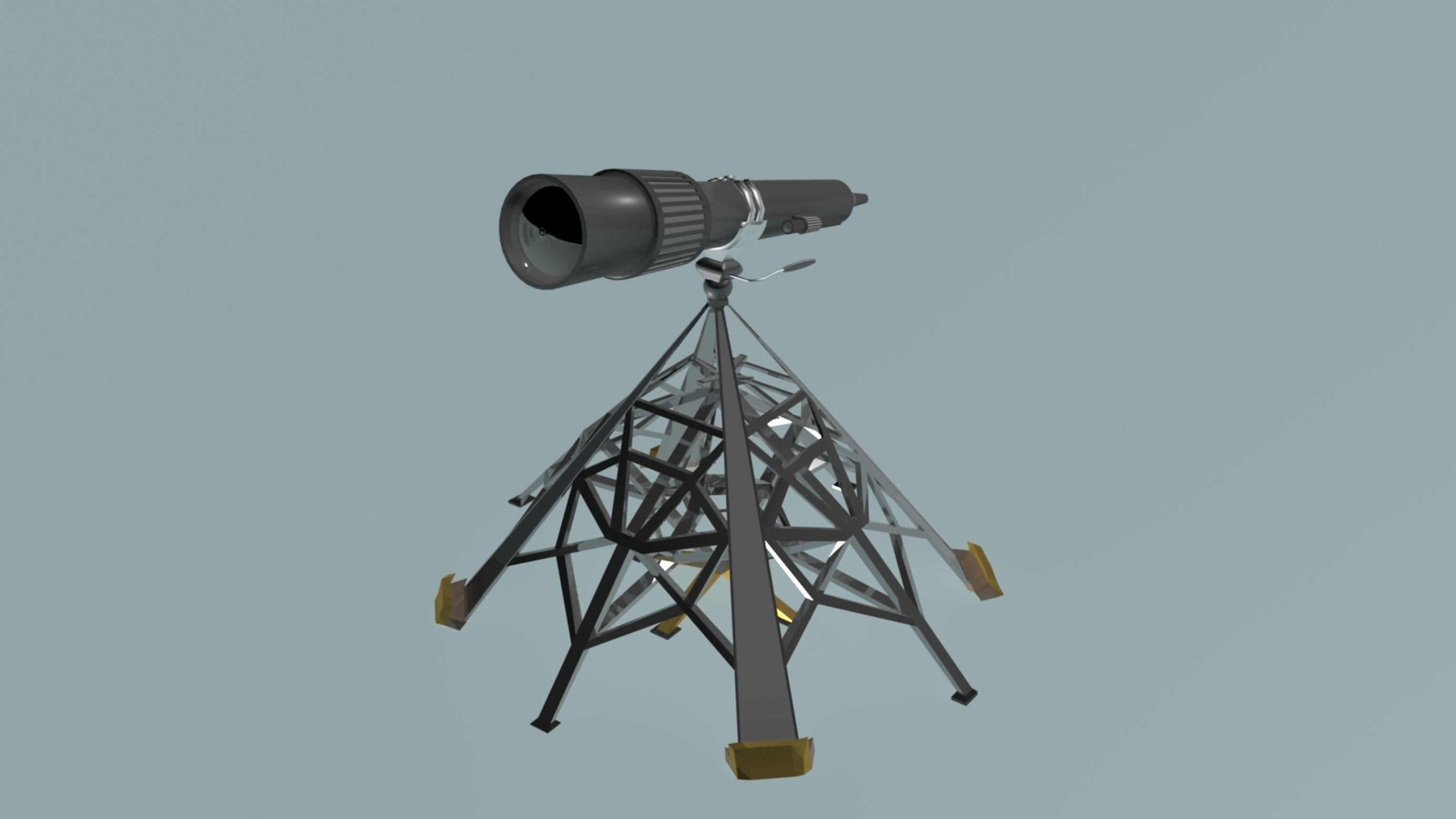 Big Telescope on the big piramidal tripod 3D model_6
