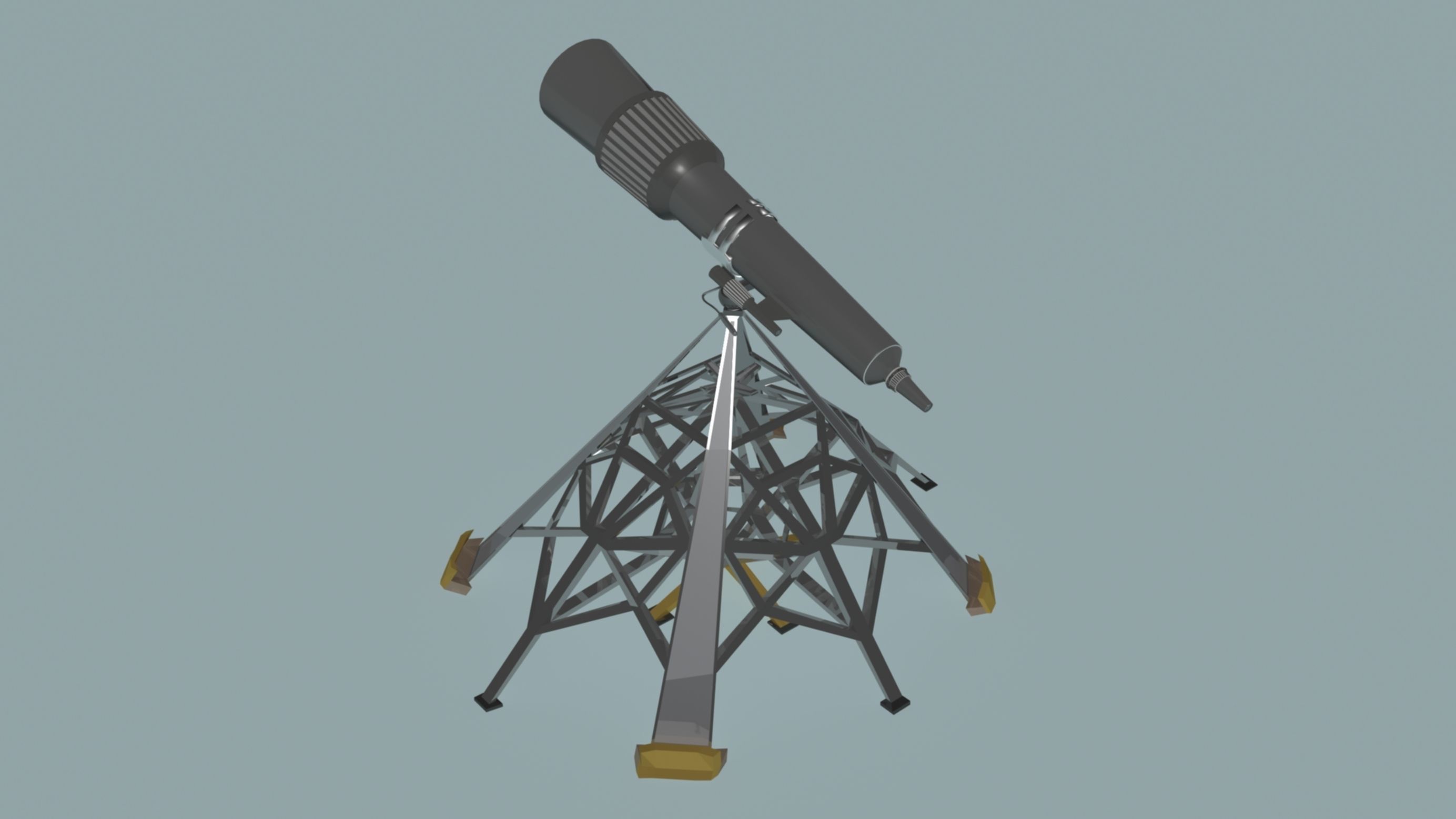 Big Telescope on the big piramidal tripod 3D model_5
