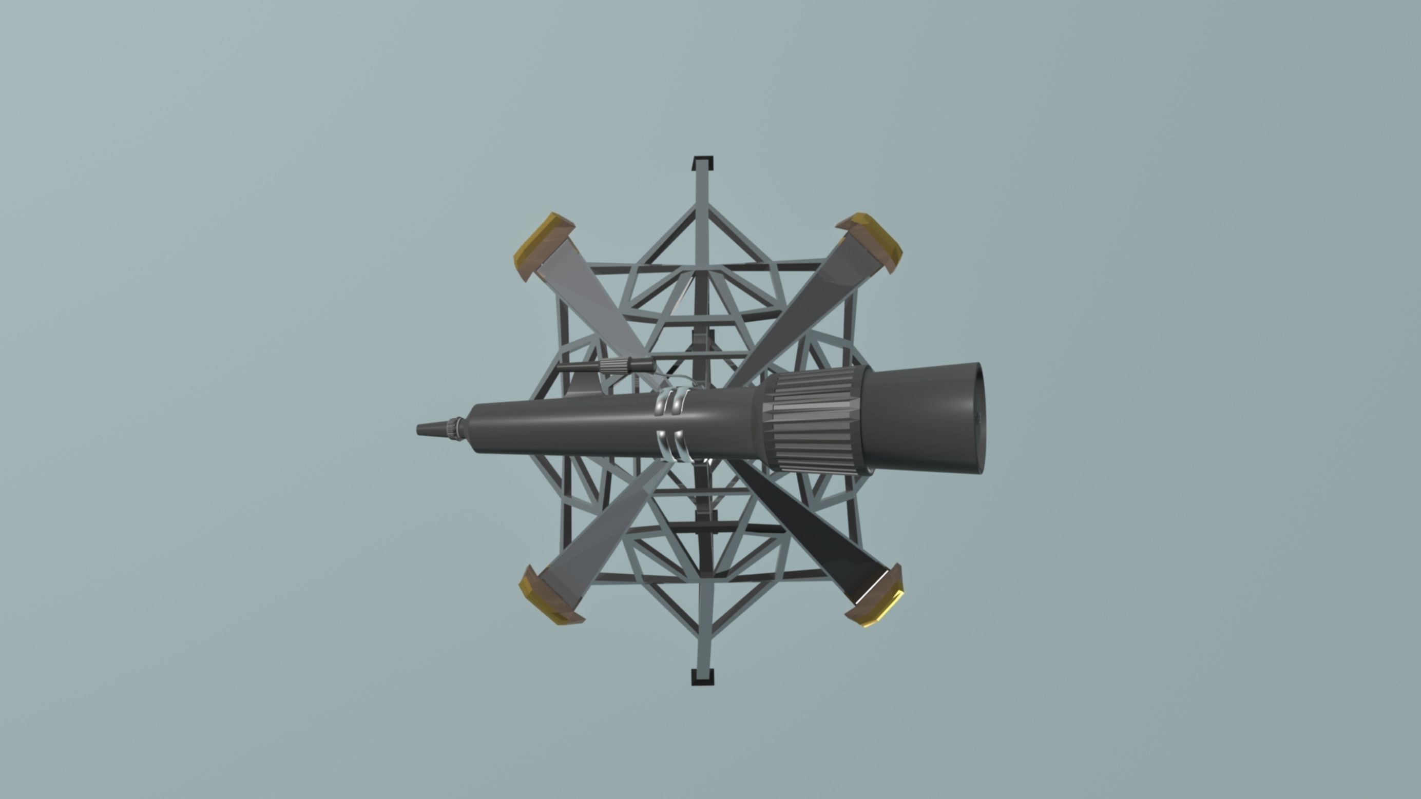 Big Telescope on the big piramidal tripod 3D model_7