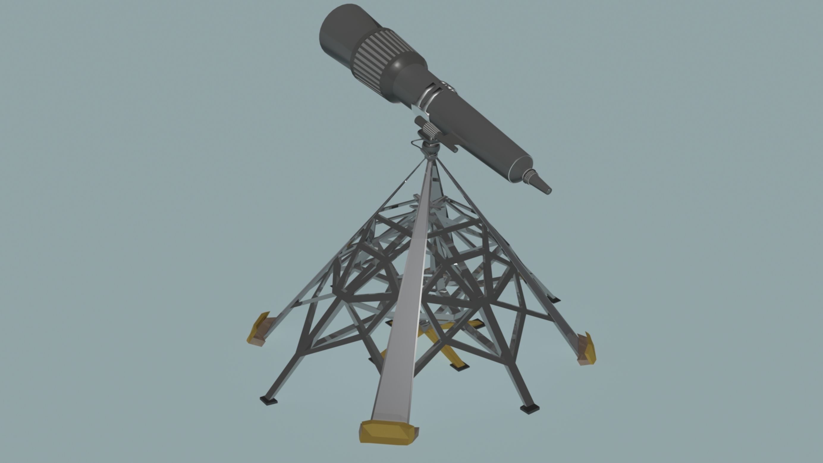 Big Telescope on the big piramidal tripod 3D model_2
