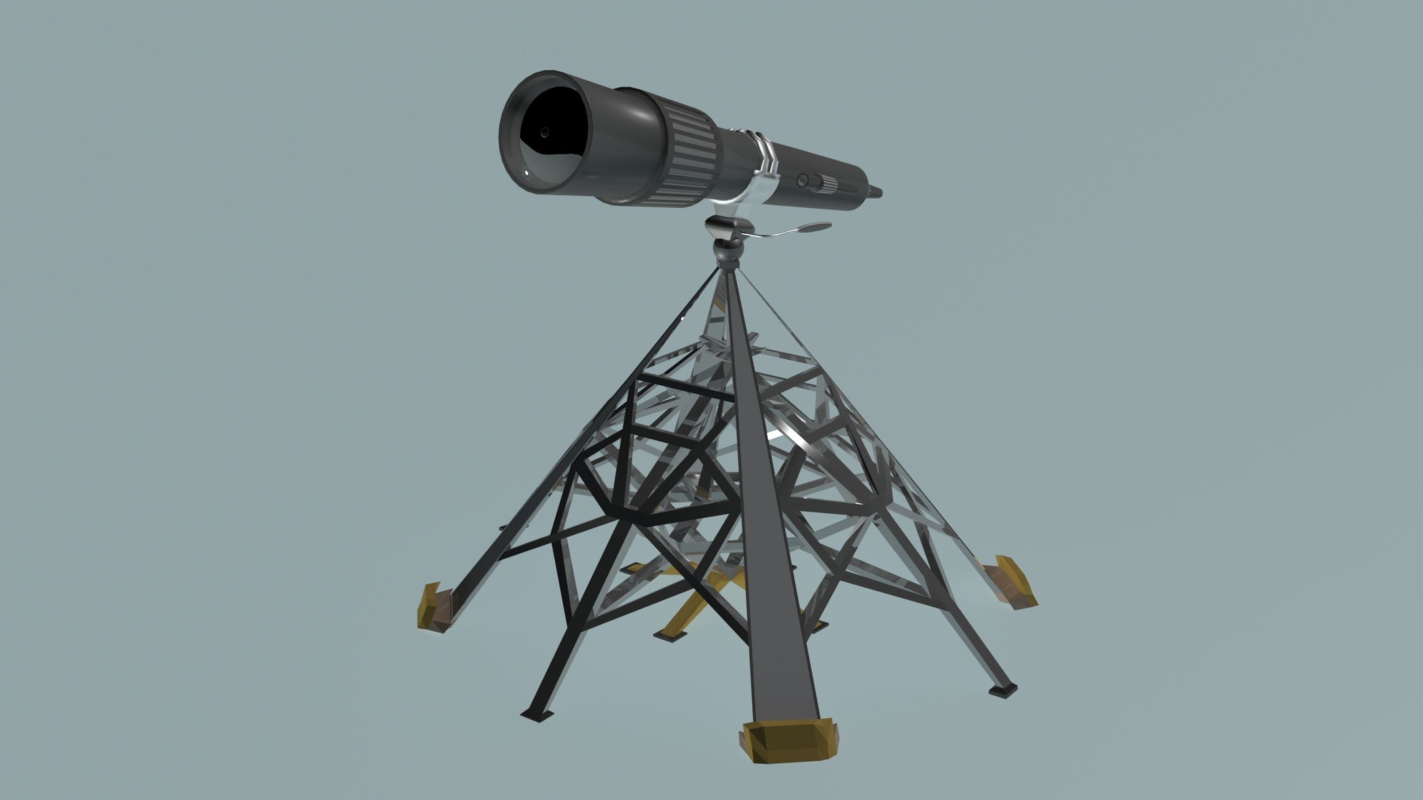 Big Telescope on the big piramidal tripod 3D model_3