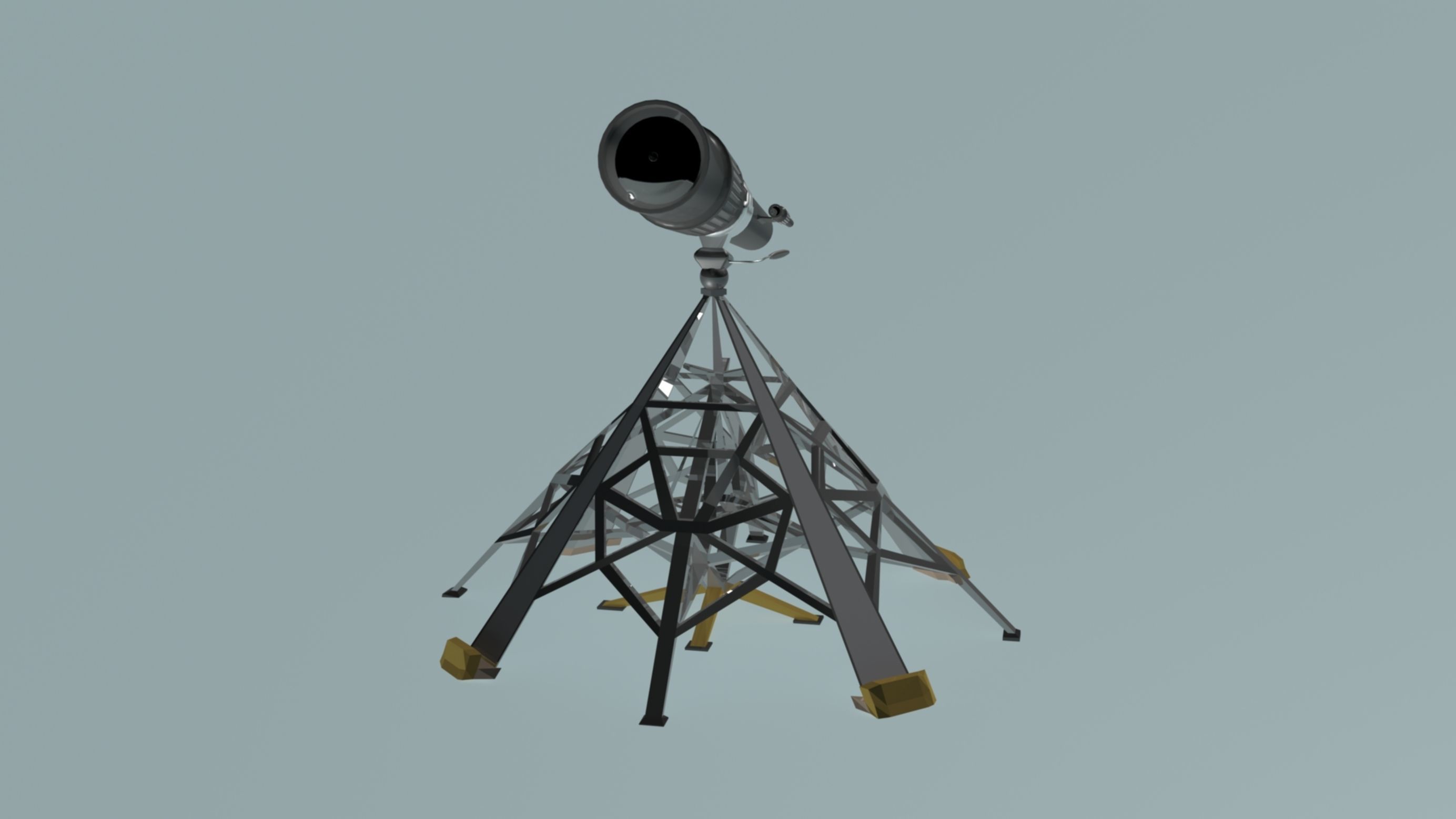Big Telescope on the big piramidal tripod 3D model_9