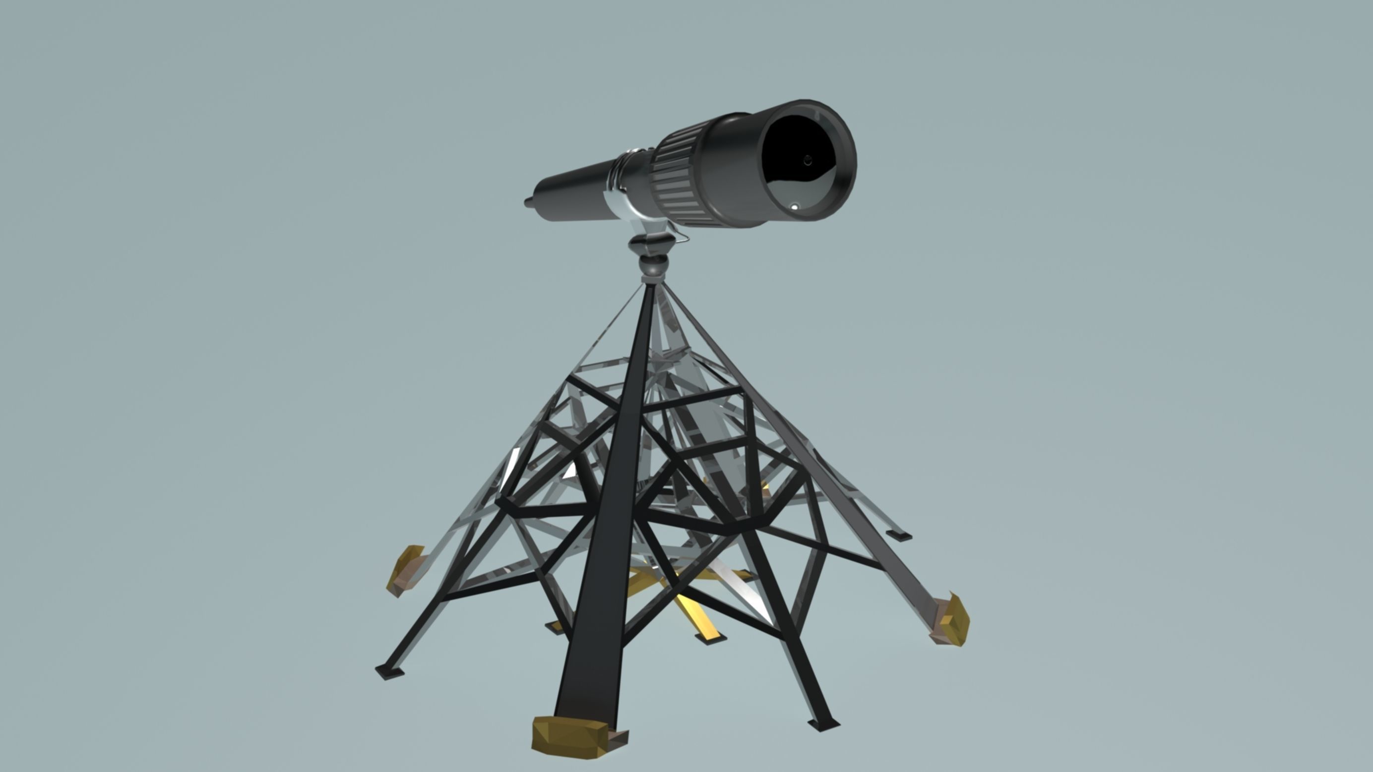 Big Telescope on the big piramidal tripod 3D model_4