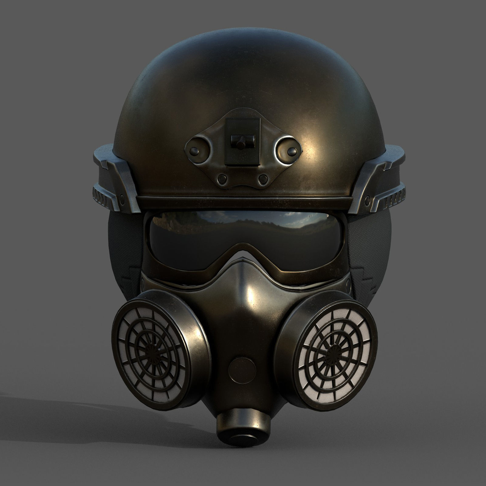 Helmet scifi military combat fantasy cyborg space armor develop  Low-poly 3D model_1